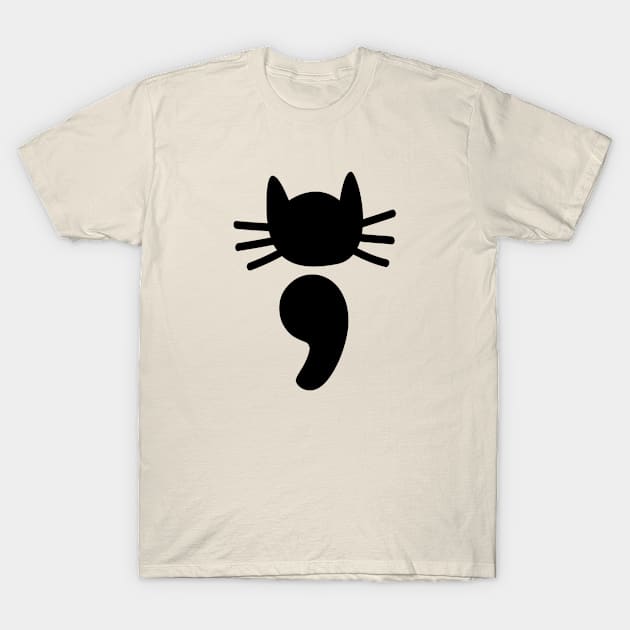 Semicolon cat, Suicide Prevention Awareness T-Shirt by halazidan